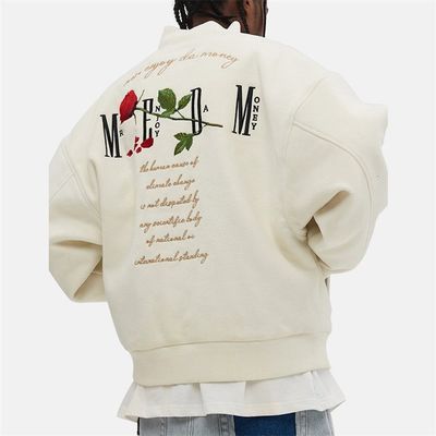 Lana su ordinazione 100% di inverno dei rivestimenti della squadra di college del ricamo dell'OEM Rose Fleece Letter Bomber Jacket