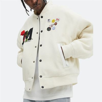 Lana su ordinazione 100% di inverno dei rivestimenti della squadra di college del ricamo dell'OEM Rose Fleece Letter Bomber Jacket