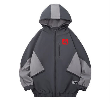 Uomini incappucciati di Grey Jacket Waterproof Windbreaker For della gioventù ordinaria sciolta del punto