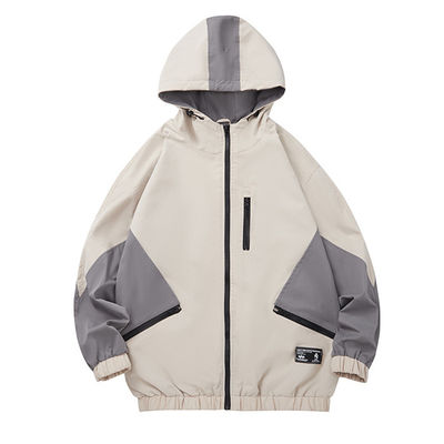 Uomini incappucciati di Grey Jacket Waterproof Windbreaker For della gioventù ordinaria sciolta del punto