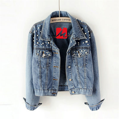 Rivestimento casuale di signora Blouse Mandarin Collar dei rivestimenti del denim del ricamo