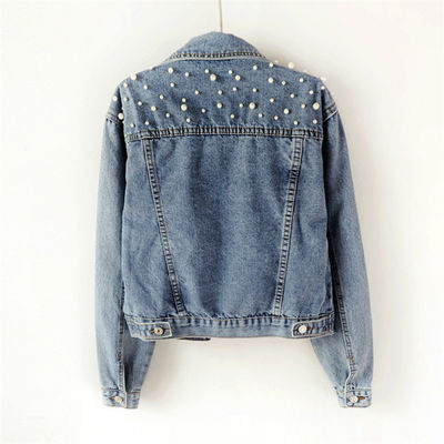 Rivestimento casuale di signora Blouse Mandarin Collar dei rivestimenti del denim del ricamo