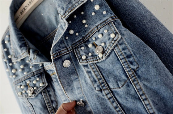 Rivestimento casuale di signora Blouse Mandarin Collar dei rivestimenti del denim del ricamo