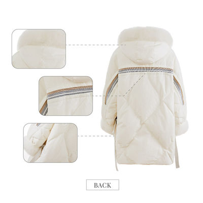 Piumino spesso lucido della pattuglia del cappotto del basso del piumino del ginocchio leggero di lana della crema